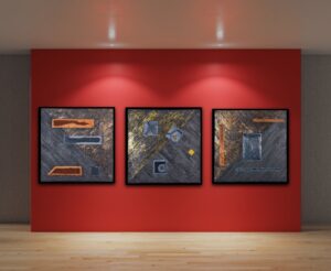 Detail van een kunstwerk van Roger Wanrooij met subtiele texturen